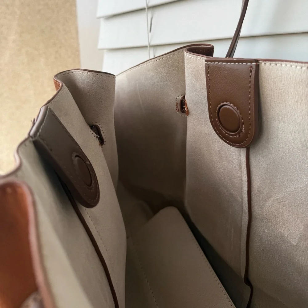 LARGE Tote Bag - CHOCOLATE Faux SUEDE Shoulder Bag Everyday Basic - Picture 7 of 8